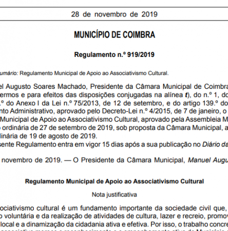 Regulamento Municipal de Apoio ao Associativismo Cultural